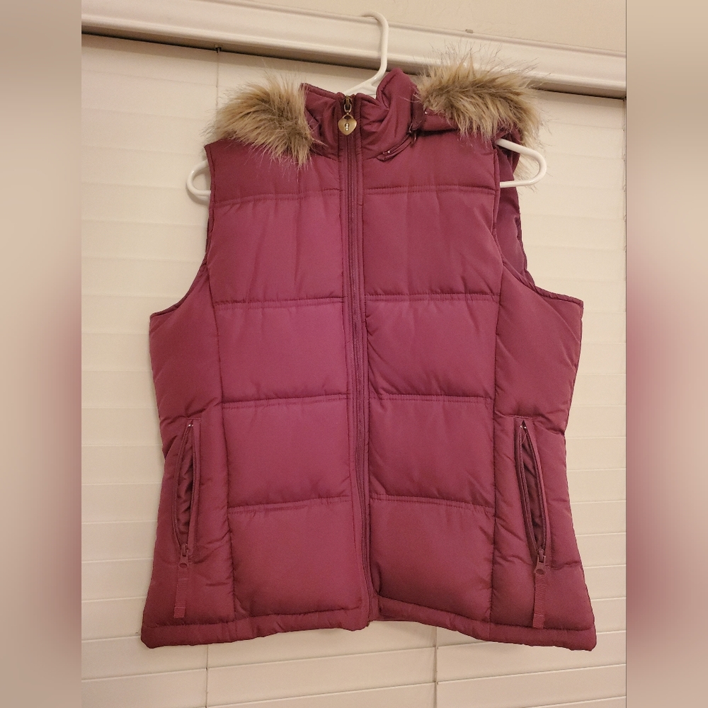 Burgundy Purple Puffer Vest - Maurices L